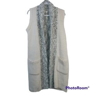 Simply Noelle Long Line Sleeveless Knit Sweater Cardigan Size S/M